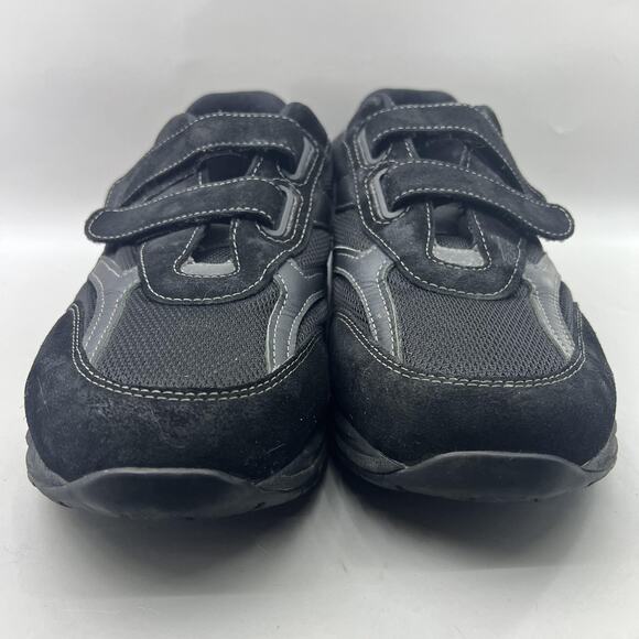 SAS JV Mesh Walking Shoes Men Size 11.5 EE Wide Black Suede Hook & Loop Sneakers